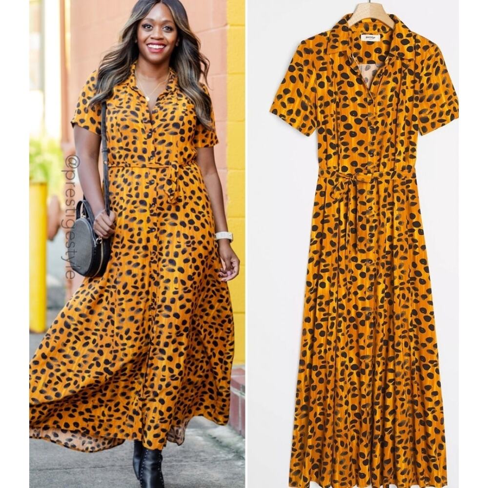 Anthropologie Porridge Vianne Maxi Shirt Dress Cheetah Animal Print Size 4 - Picture 6 of 6